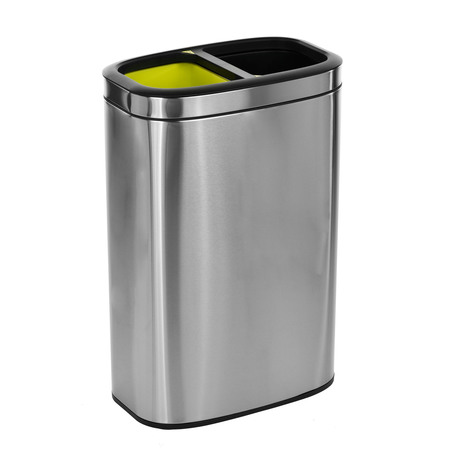 Alpine Industries 10.5 Gal. Stainless Steel Open Top Dual Compartment Trash Can 470-R-40L
